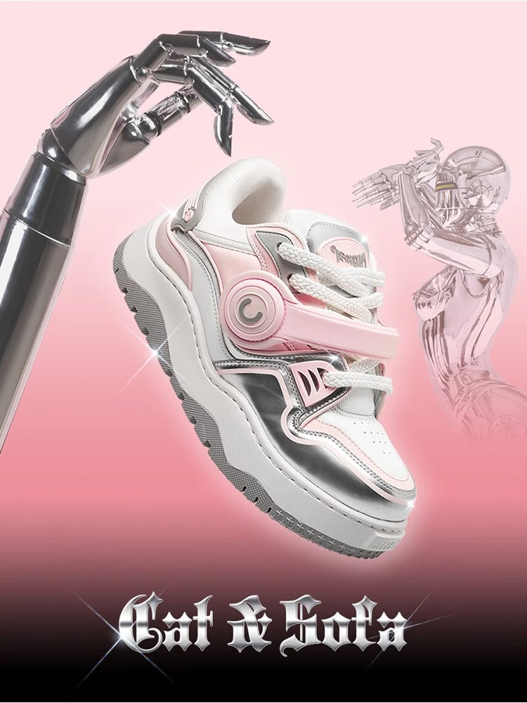 Cat & Sofa Headphone Shoes 'Silver Pink'