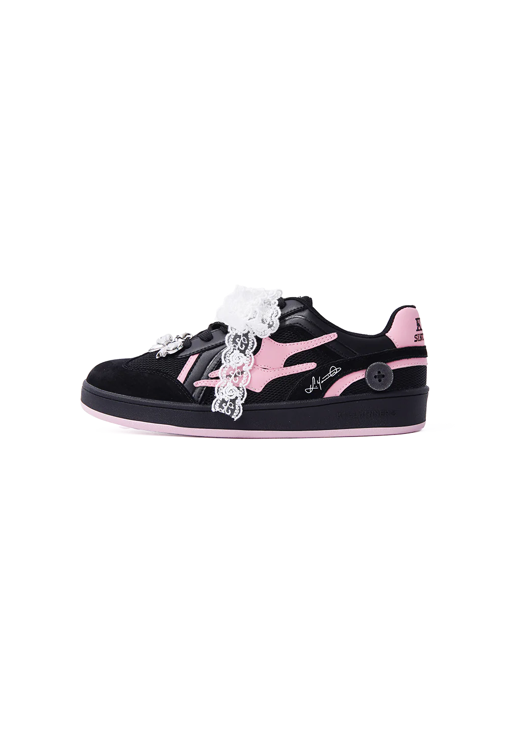 Retro Training Sneaker-Black Pink Bow