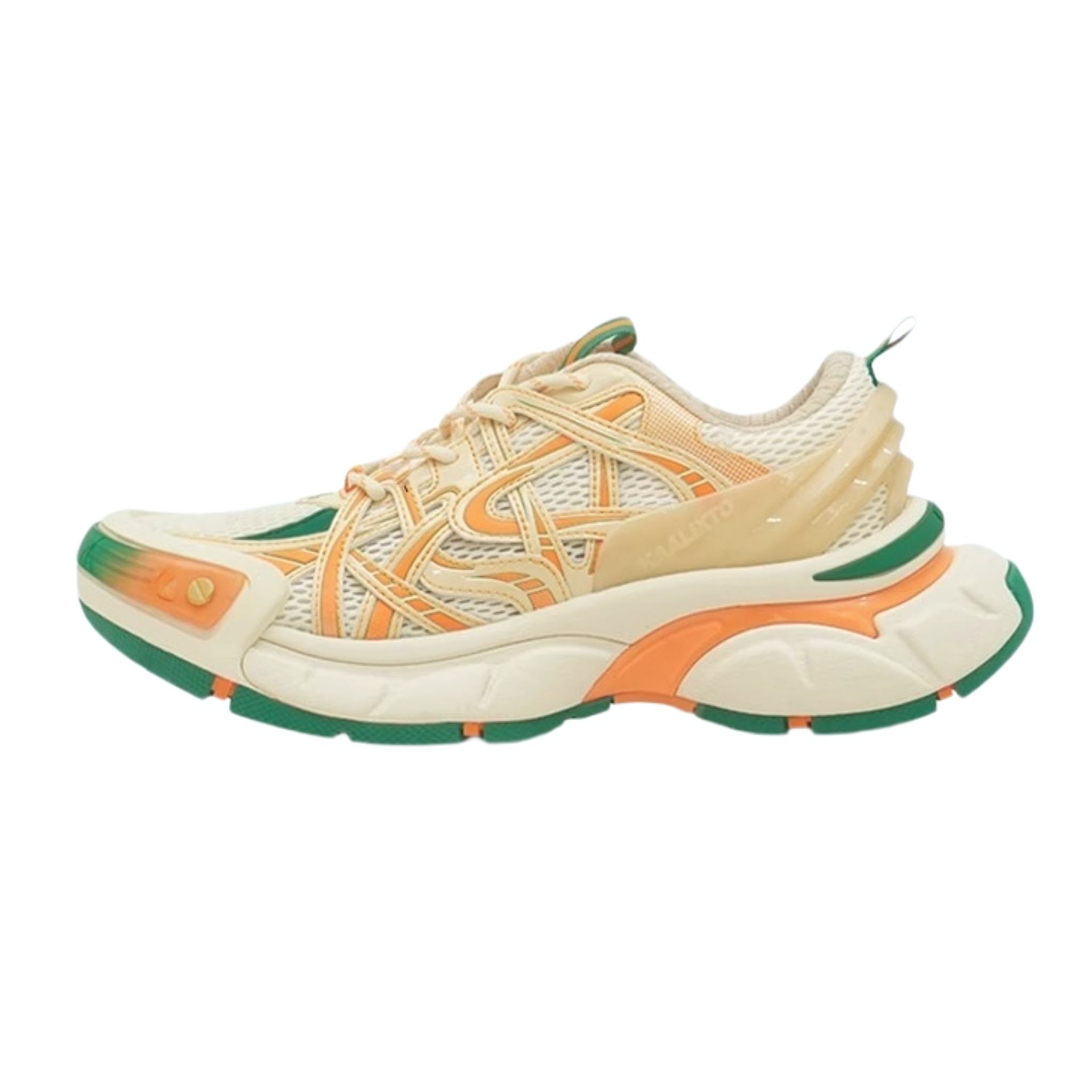 KAALIXTO Clunky Sneakers-Beige And Orange Color Matching Casual Breathable Clunky Shoes