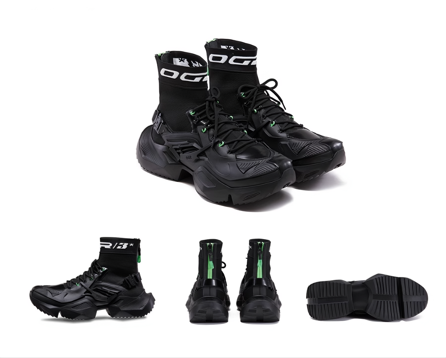 OGR MECHA Couture Black High Top Boots